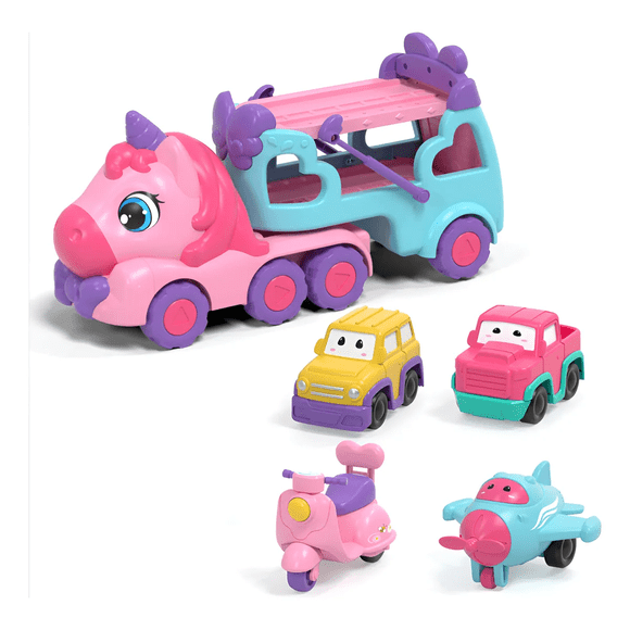 Juguetes Carros Con Música 4 Coches Pequeños Camión Niños Xtellar multicolor