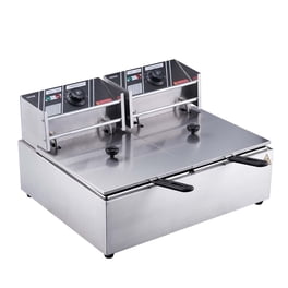 Freidora electrica comercial VEVOR de encimera con tanques desmontables dobles 1500W