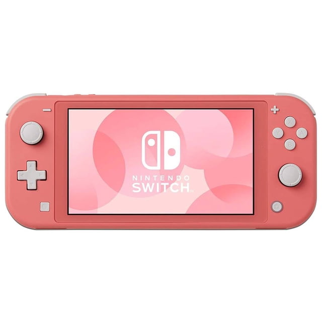 consola nintendo switch lite. color coral. nintendo hdhspazaa Consola portátil Nintendo Switch Lite color coral, vista frontal centrada con pantalla multitáctil de 5.5 pulgadas (1280 x 720) mostrando el logo; controles integrados: D-pad, botones A/B/X/Y, dos joysticks y gatillos superiores, acabado mate naranja coral. Su tamaño compacto la hace adecuada para juego portátil y viajes cortos.