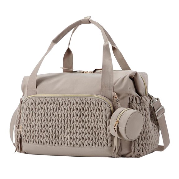 Bolsa de pañales, bolso de hombro, resistente al agua, con correa para el hombro, bolso de fin de semana grande Marrón