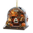 thumbnail image 1 of Adorno colgante de Halloween de Fantasmas Leyendo | Adorable decoración encantada para el hogar | Faroles, detalles de gato negro | Colgante festivo caprichoso | Decoración versátil para árboles de, 1 of 6