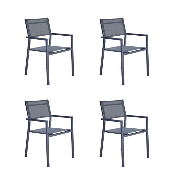 Set de 4 Sillas de Comedor de Aluminio Durable para Jardín o Terraza NATERIAL ORION ALPHA II