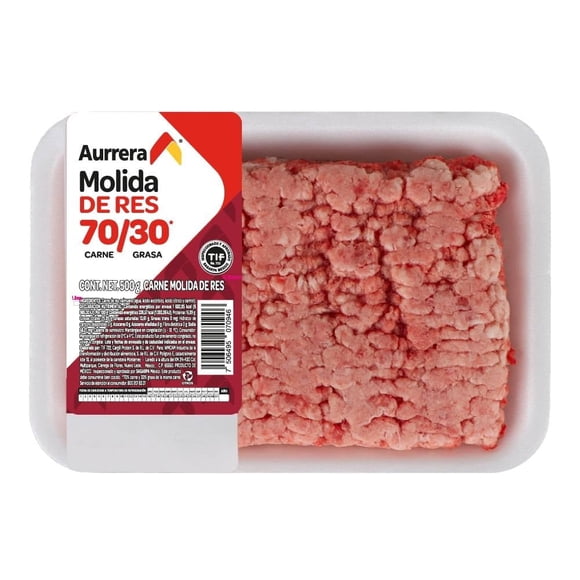 Carne Molida De Res Aurrera 70/30 500 G