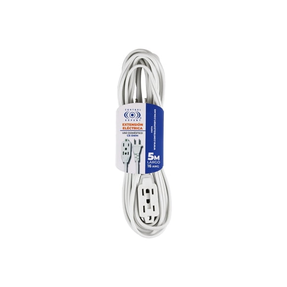 Extensión Eléctrica Hogar Y Oficina 5 Metros Color Blanco