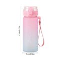 thumbnail image 3 of Botella de agua deportiva de gran gradiente 600ml/800ml | Plástico de PC a prueba de fugas | Tapa abatible de un botón, correa de transporte | Vaso portátil recto para hombres y mujeres | Blanco, 3 of 6