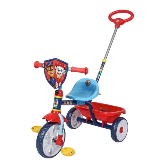 Triciclo Apache Paw Patrol con Cajuela y Barra de Empuje