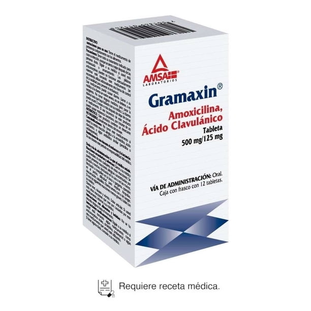 Gramaxin Amoxicilina 500 mg, Ácido Clavulánico 125 mg 12 tabletas