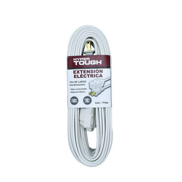 Extensión Eléctrica Hyper Tough Uso doméstico calibre 16 10mts blanco