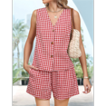 thumbnail image 4 of Traje Corto de Dos Piezas para Mujer, de , con Cuadros, Chaleco Rojo, Talla XL, 4 of 7