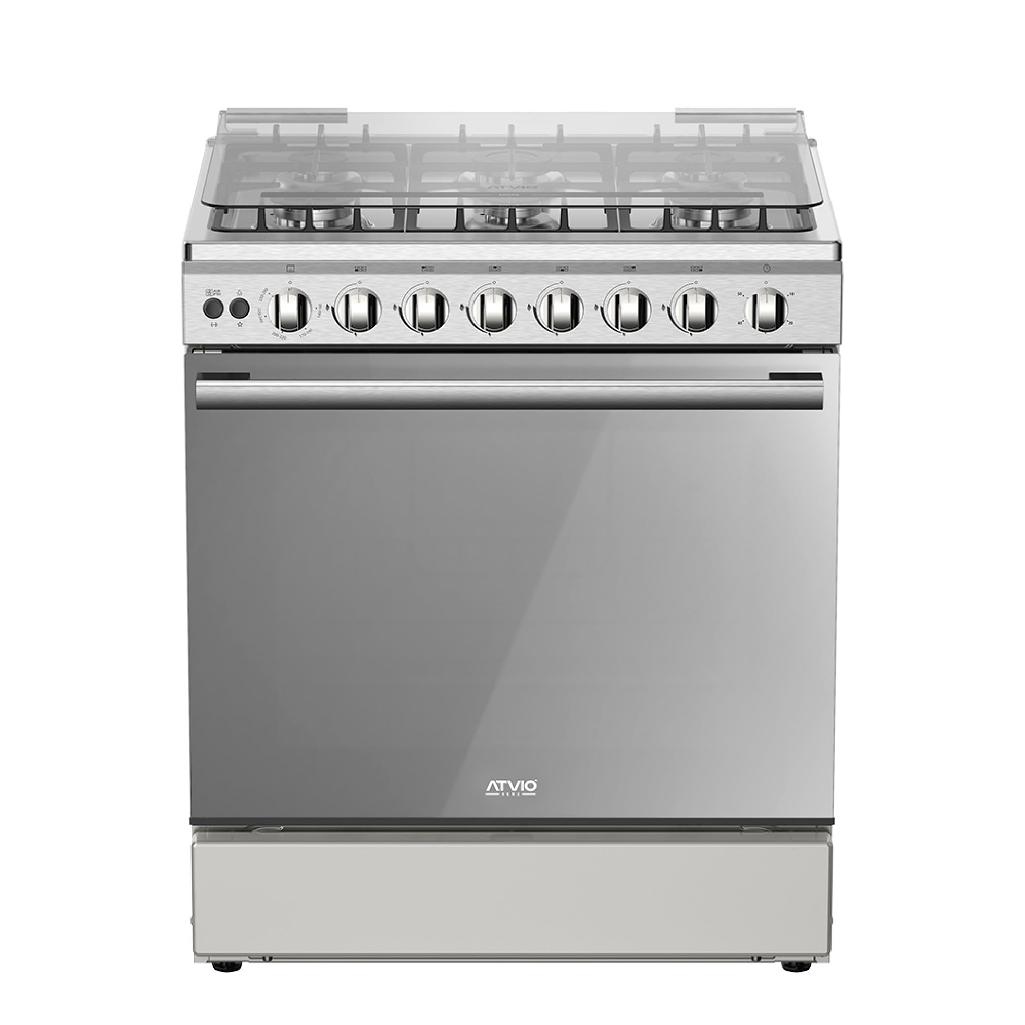 Estufa Atvio 30 Pulgadas 6 Quemadores con Capelo Plateado 30SMG6G066SM-AF
