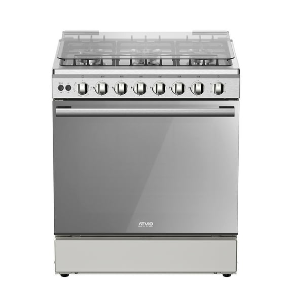 Estufa Atvio 30 Pulgadas 6 Quemadores con Capelo Plateado 30SMG6G066SM-AF