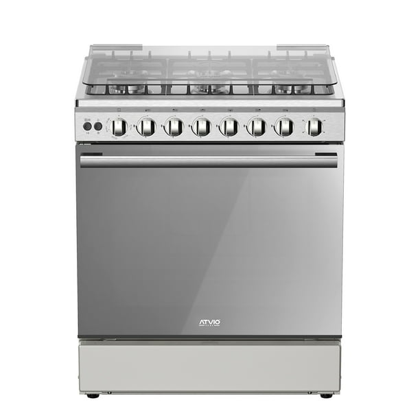 Estufa Atvio 30 Pulgadas 6 Quemadores con Capelo Plateado 30SMG6G066SM-AF