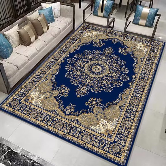 Alfombra Grande de Estilo Vintage, Tapete Decorativo con Respaldo Antideslizante, Patrón Bohemio, Resistente al Aceite, Lavable, 120 x 180 cm para Sala, Dormitorio, Decoración del Hogar