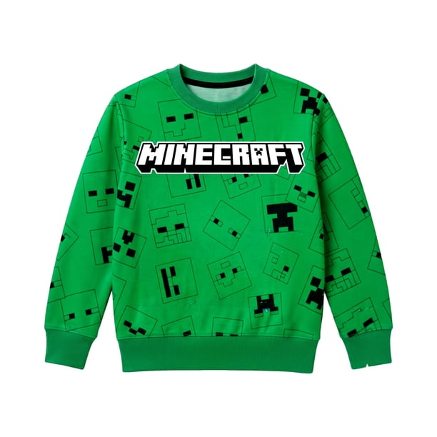 Sudadera Minecraft Manga Larga Para Niño Verde Talla 14