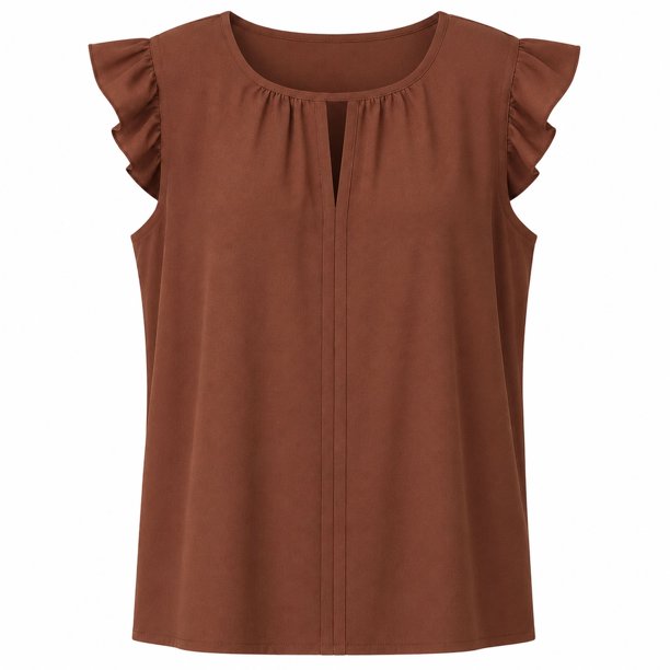 Blusa Simply Basic para Mujer, Escote Redondo Café Talla Ch