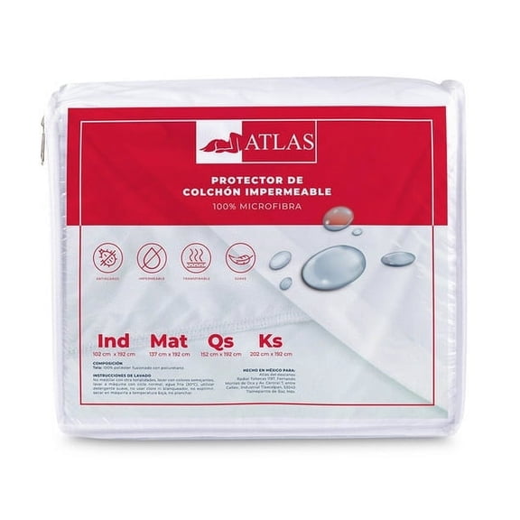 Cubre Colchón Individual Impermeable Ultra Delgado Atlas Basic