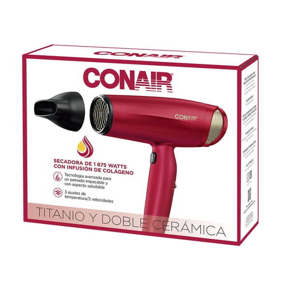 Secadora Conair Titanio y Doble Cerámica y Colágeno