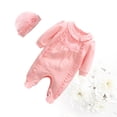 thumbnail image 2 of 2 piezas de monos de algodón para bebés de 80 cm, con mangas, para primavera y otoño, con gorro para niñas recién nacidas (rosa), 2 of 5