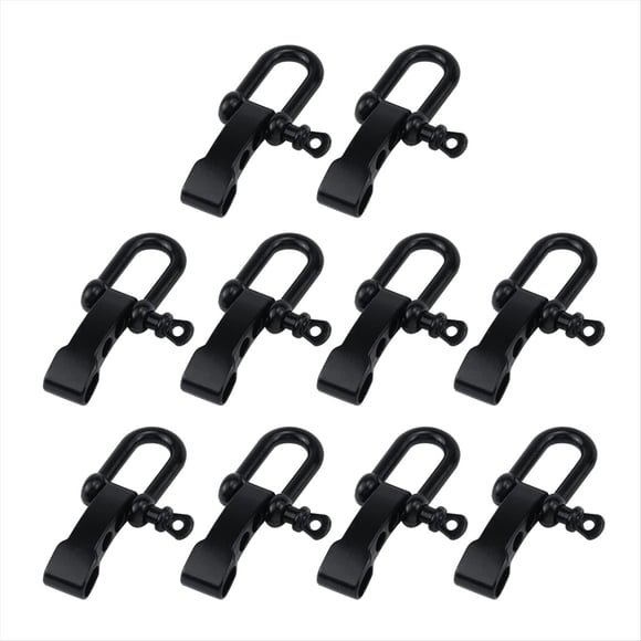 10 Piezas de Hebilla de Grillete de Pulsera de Paracord, de Grillete de de Clip de Grillete D Ajustable para Pulsera de Supervivencia Negro