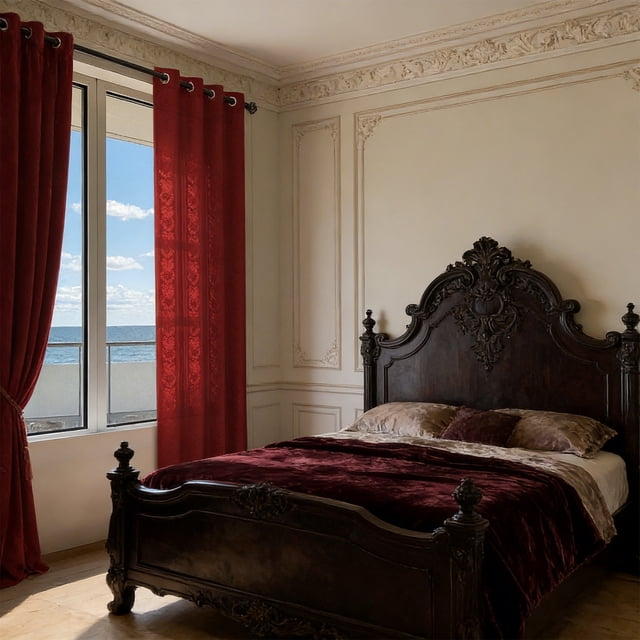 Cortina de ventana de encaje de poliéster, visillo calado que filtra la luz | Cortina decorativa transparente para sala de estar, balcón y dormitorio