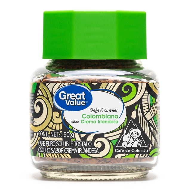 Café soluble Great Value puro tostado oscuro sabor crema irlandesa 50 g