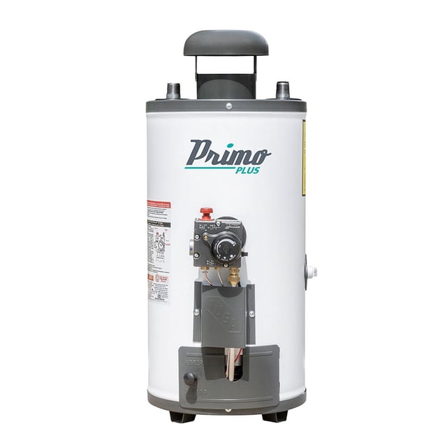 calentador rápida recuperación iusa primo plus 6 l gas lp piezoeléctrico ideal para 1 servicio encendido sin cerillos calentador vertical frontal blanco Primo Plus 6 L con panel de control y válvula en la parte frontal, base y chimenea en gris, diseño compacto para espacios pequeños; especificado para gas L.P. y encendido piezoeléctrico; a menudo usado para suministro de agua caliente en una sola toma o como apoyo en cocinas pequeñas.