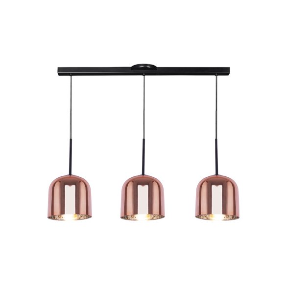 Luminario Candil Colgante Maxxi Vidrio Cobre 3 Campanas MX-CL1817/CB/3