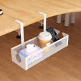 thumbnail image 1 of Plancha de Oficina Sin Agujeros Debajo de La Mesa, de Acero Al Carbono, Cesta Colgante de Almacenamiento, Organizador de Cables, Estantes Laterales de Escritorio Ajustables para Aulas, 1 of 6