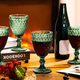 thumbnail image 3 of Juego 6 Copas Vino Agua Cristal Labrado Vidrio, Verde, 3 of 5