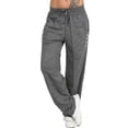 thumbnail image 3 of Pantalones Pantalones deportivos sueltos Pantalones de chándal casuales de pierna recta para mujer, Gris oscuro, 4XL, 3 of 7