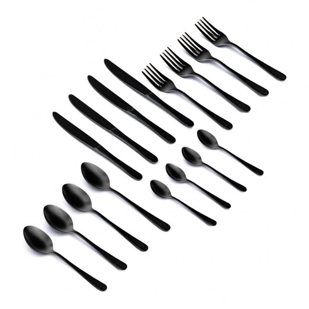 Set de Cubiertos Ideen de Acero Inoxidable Color Negro para 4 personas - 16 piezas
