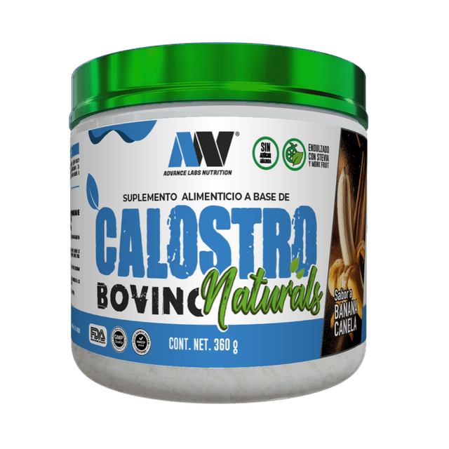 Calostro Bovino en Polvo Advance Labs Naturals Stevia y Monk Fruit Banana Canela 60 Serv 360g
