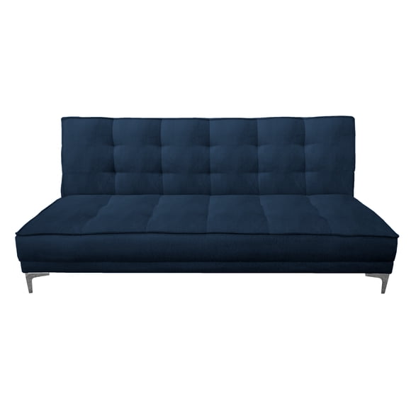 Sofa Cama Reclinable El Bazar Store Zeus Azul Marino Terciopelo Futon 3 posiciones Abotonado Sala