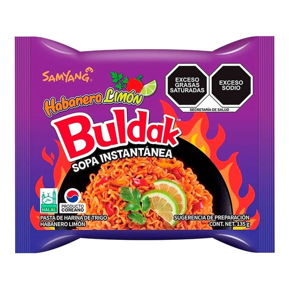 Sopa instantánea Samyang Buldak estilo ramen sabor habanero limón 135 g