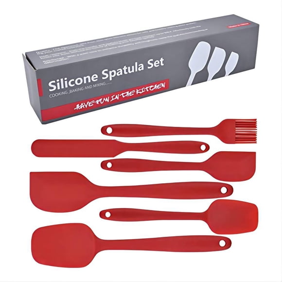 Juego de 6 Espátulas de Silicona, Espátula de Goma de Grado Alimenticio, Juego de Espátulas para Utensilios de Cocina, Mango Fuerte con Agarre Ergonómico, Resistente Al Calor hasta 600°F para Utensil
