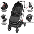 thumbnail image 4 of Carriola para Bebé con Asiento Reversible Convertible a Bambineto Ruedas de Goma Plegable Cinturón de 5 Puntos - Negro, 4 of 7
