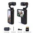 thumbnail image 1 of MUOXUEQN Cámara de Vlogging M5 Estabilizador de Cardán de 3 Ejes, Cámara de Mano 5K Pantalla Táctil Giratoria de 3.5'' Gran Angular de 120°, Función de Visión Nocturna IR, Enfoque Rápido,, 1 of 9