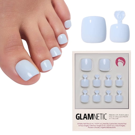 Uñas postizas para pies Glamnetic 32 piezas - natural y brillante
