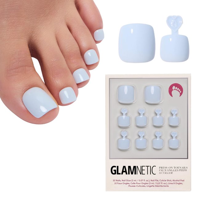 Uñas postizas para pies Glamnetic 32 piezas - natural y brillante