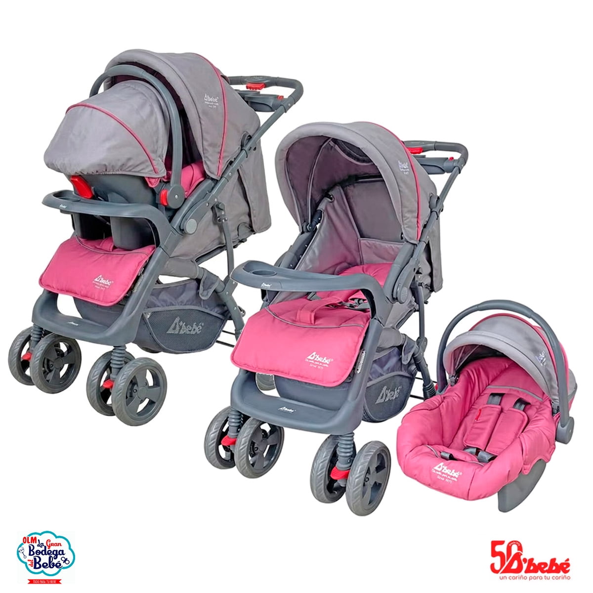 Carriola con Portabebe D´Bebe  Aventura Rosa