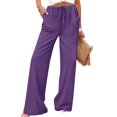 thumbnail image 1 of TaTaai Spring Summer Solid Color Women Casual Pants Cotton Linen Elastic Waist Straight Leg Breathable Lightweight Machine Washable No Fading Daily Wear Trousers Gift, 1 of 8