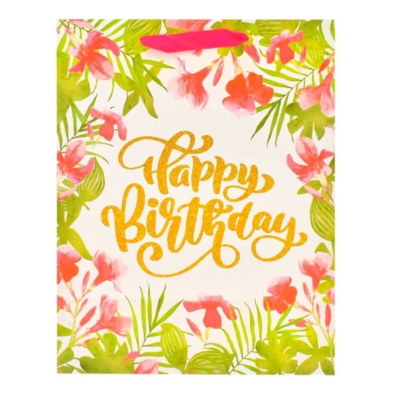 Bolsa de Regalo Prichos Happy Birthday Flores Blanco