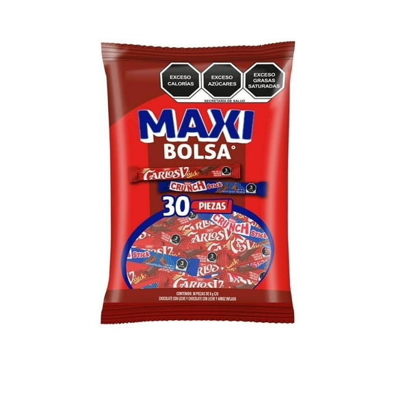 Chocolate con leche Carlos V Crunch stick maxi bolsa 30 pzas