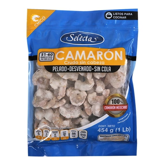 Camarón Chico Selecta Sin Cabeza Congelado 454 g