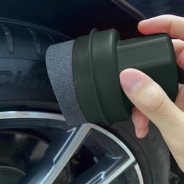 Cepillo de esponja para pulir neumáticos de coche con tapa | Aplicador de cera y aceite de alta densidad | Diseño curvo ergonómico para un brillo y protección uniformes de los neumáticos