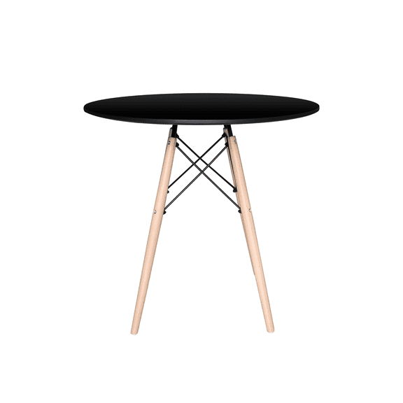 Mesa Redonda De Madera Estilo Eames 80 cm Styrka Minimalista Color Negro.