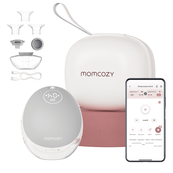 Extractor De Leche Eléctrico Manos Libres Mobile Flow Momcozy M9 Control Discreto Mediante APP 24mm Paquete de 1 Gris