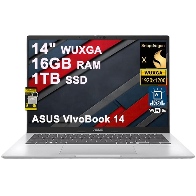 Laptop ASUS VivoBook 14 14 Pulgadas Snapdragon X 8 Cores 16GB RAM 1TB SSD Windows 11