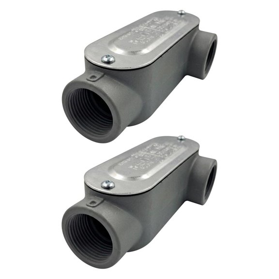 2 Pzs Condulet Tipo LL De Aluminio De 1 Pulgada Gris