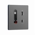 thumbnail image 1 of Panel de Enchufe Inteligente USB A PD Universal de Pared de 20 W con Puertos de Carga Rápida para Android Tipo C y Cable Retráctil para el Hogar B, 1 of 1